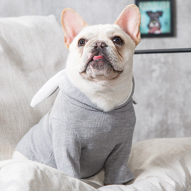 Classic Dog Hoodie in Light Grey & Pink