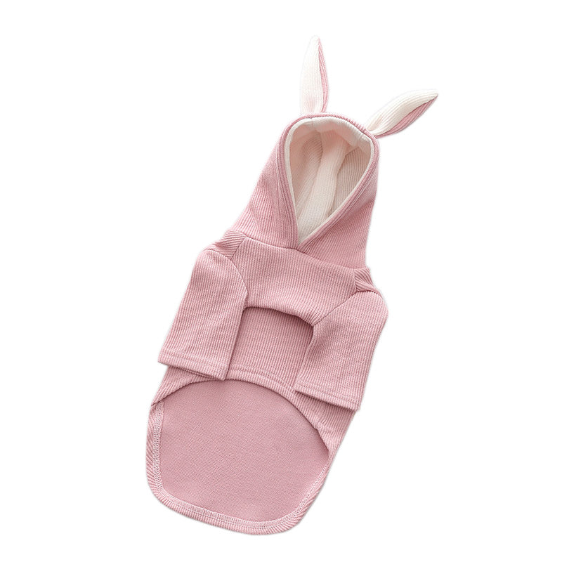 Classic Dog Hoodie in Light Grey & Pink
